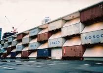 Nomadic Museum.  Shigeru Ban's prefab, modular, mobile shipping container museum. Large scale shipping container architecture.