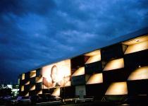 Nomadic Museum.  Shigeru Ban's prefab, modular, mobile shipping container museum. Large scale shipping container architecture.